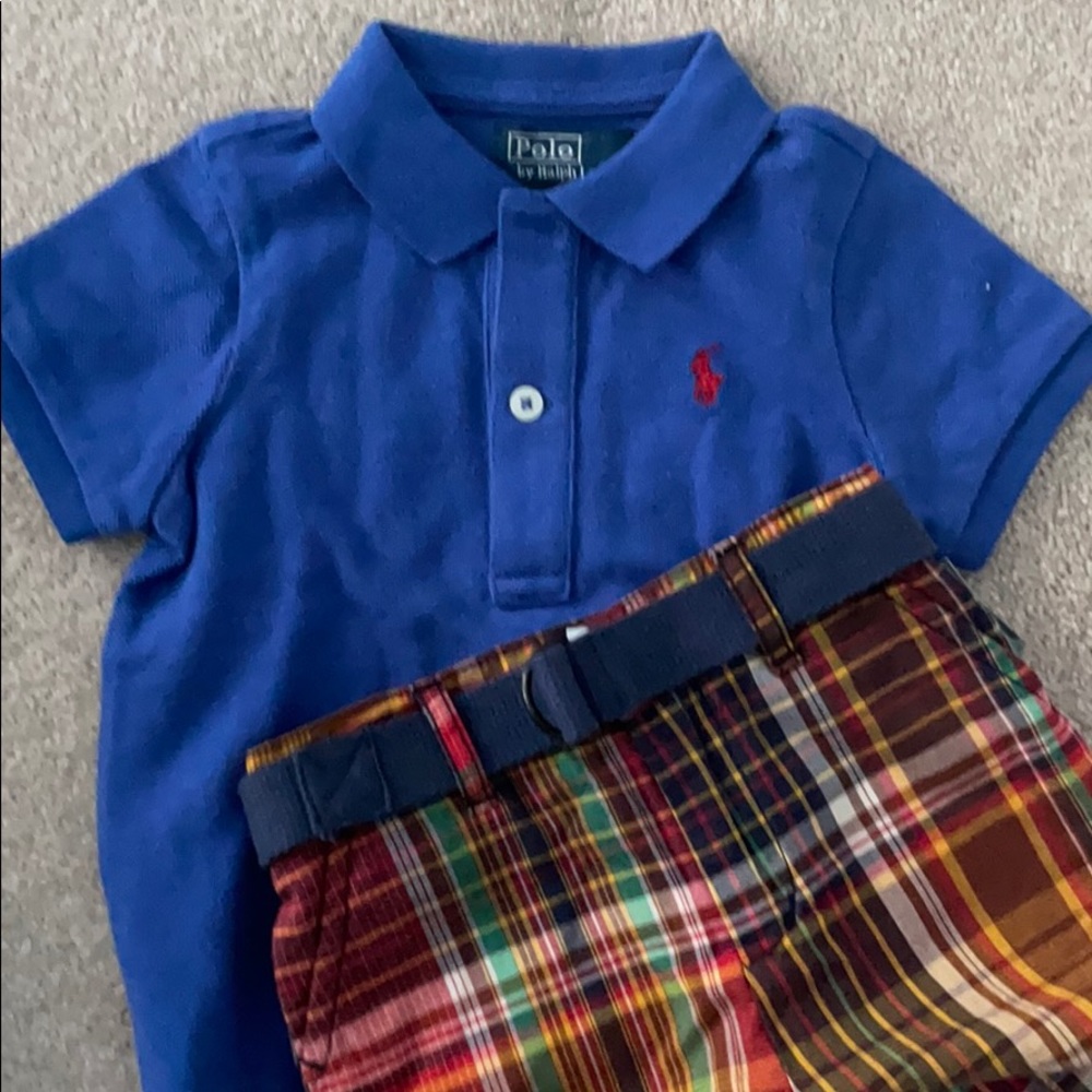 Boys Ralph Lauren Polo Shirt and Plaid Shorts
